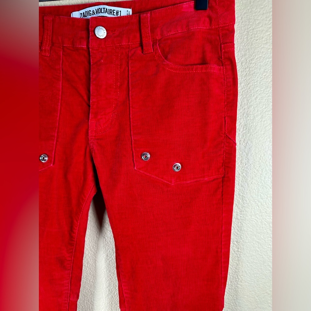 Zadig & Voltaire Women’s Evron Velours Red Corduroy Pants - Picture 5 of 10